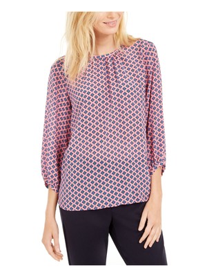

MAX MARA WEEKEND Женский розовый топ с вырезом и рукавами 3/4 с узором