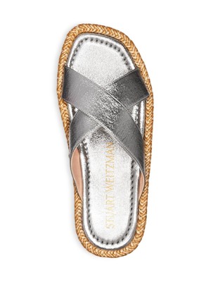 

STUART WEITZMAN Женские серебряные шлепанцы на танкетке Roza 1/2 на платформе 8,5 B, Серебряный, S0934