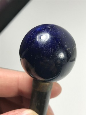 Antique Blue Glass Porcelain finial lamp post topper