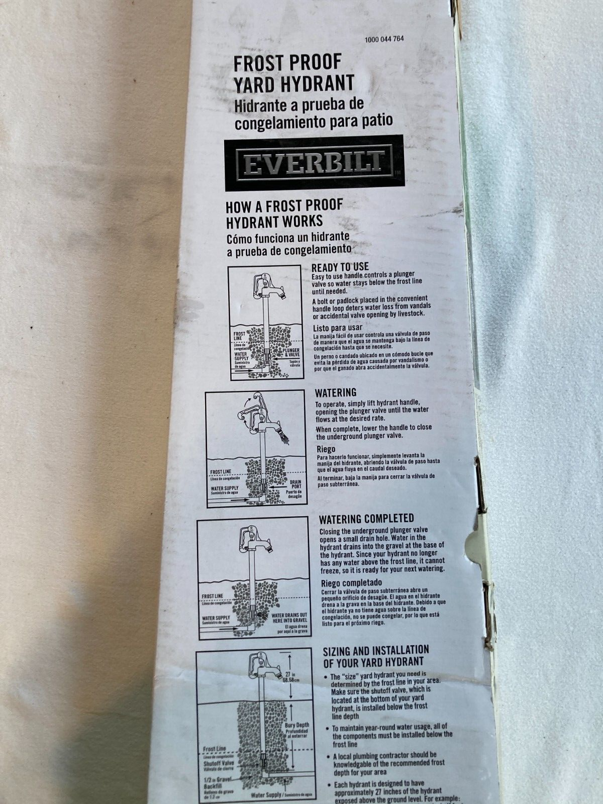 Everbilt EBYH04NL 4’ Bury Depth Frost Proof Yard Hydrant