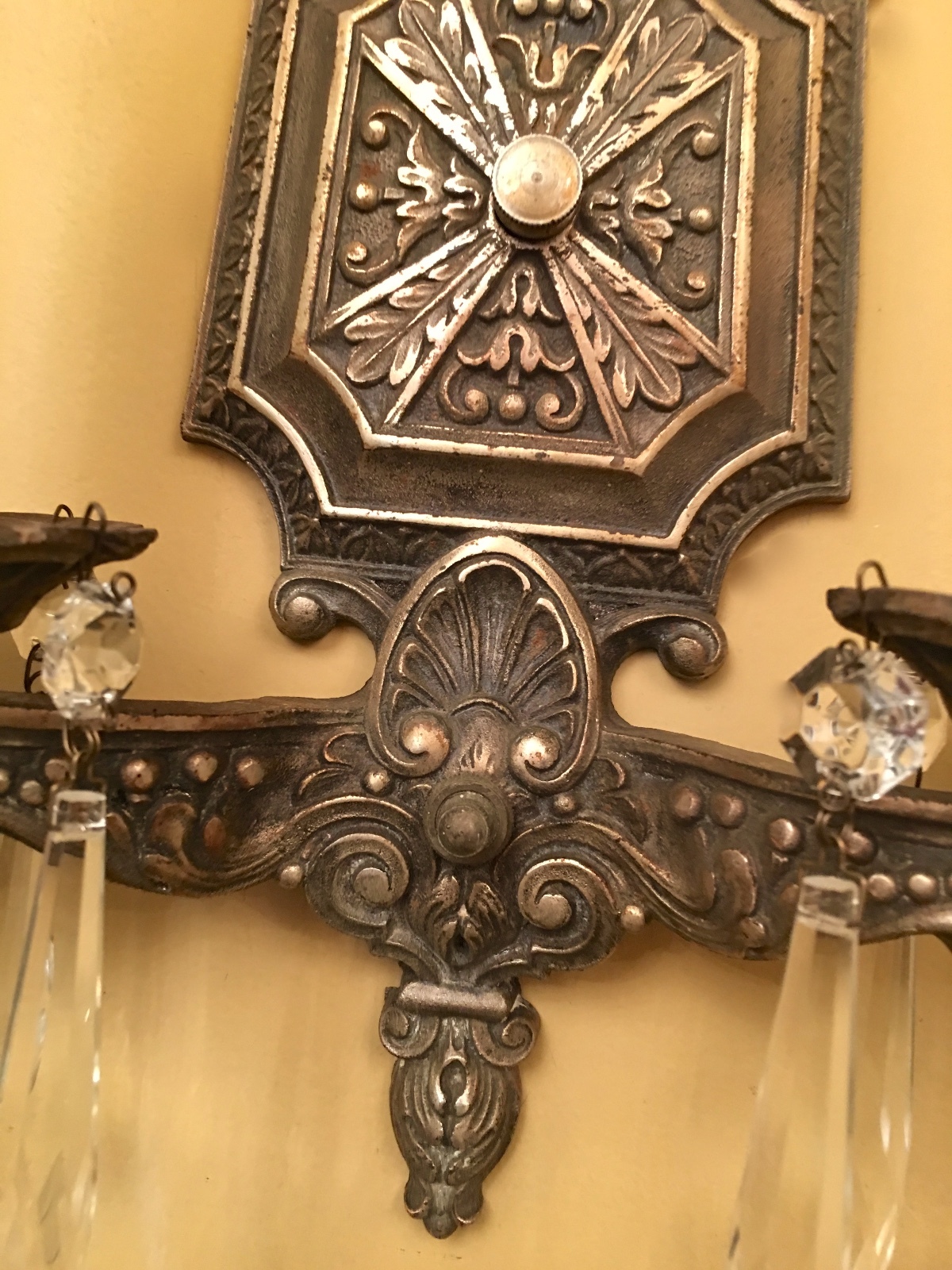 Vintage Lighting antique pair sconces 1920s crystal rewired