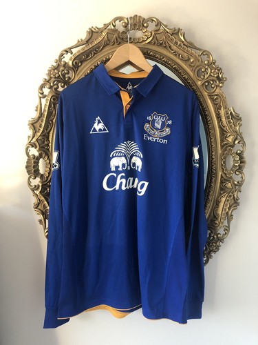 Everton Le Coq Sportif 2011-12 Signed Home Shirt Large Neville 18