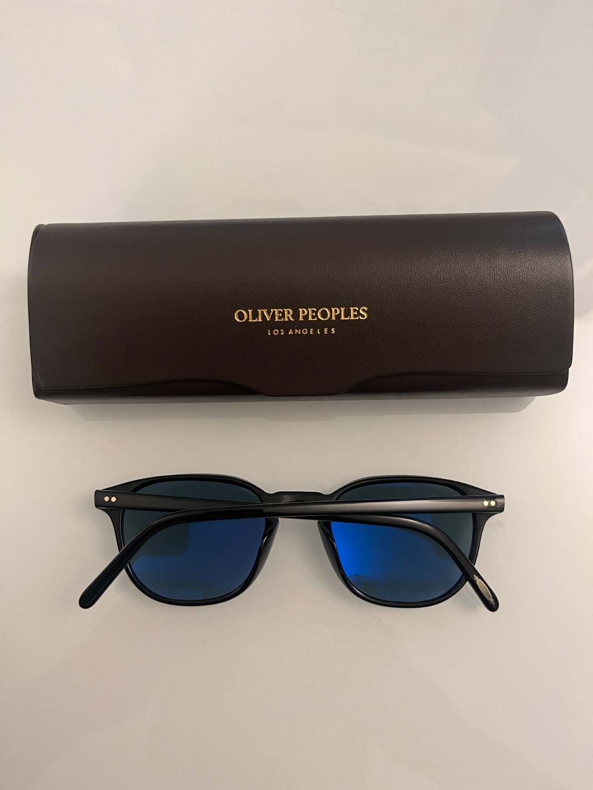 Pre-owned Oliver Peoples Fairmont 49mm Sun In Black Blue Photocromic Msrp$486