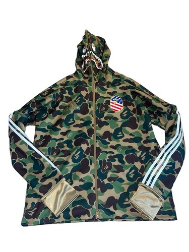 BAPE x adidas SB Shark Hoodie Size XL Green Camo Full Zip