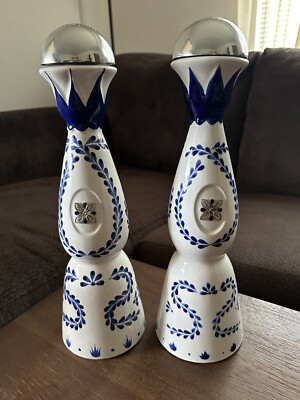 Clase Azul Reposado Tequila White And Blue Empty Bottle 750ml Rinsed Lot Of 2