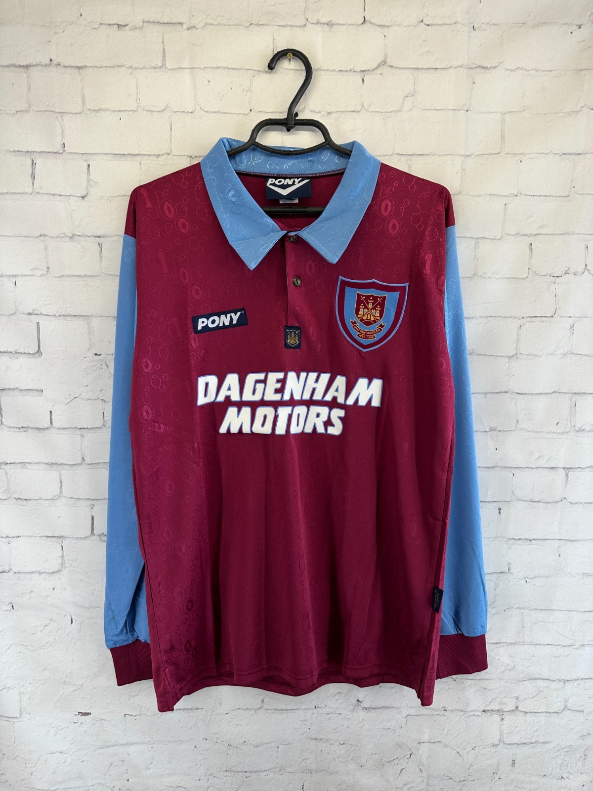 ウェア Westham United 1995/97 Away L/S Uniform West Ham United FC 1995-97 Centenary Away SS Jersey, Pony