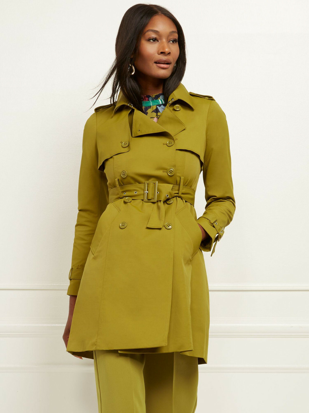 NEW YORK & COMPANY HIGH LINE GREEN 7TH AVENUE BELTED TRENCH NEW YORK & COMPANY HIGH LINE GREEN 7TH AVENUE BELTED TRENCH