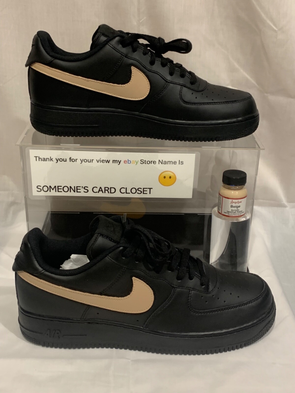 black and beige air force ones