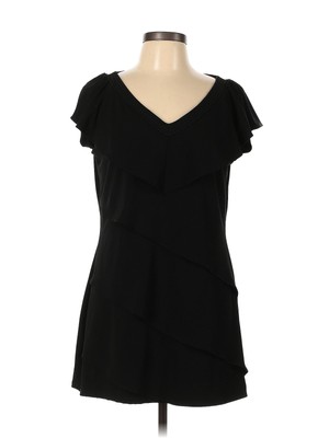 Blanc Noir Women Black Short Sleeve Top L
