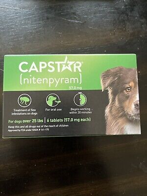 NEW Capstar Nitenpyram 6 Tablets For LARGE Dogs Over 25 LBS 