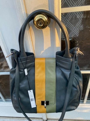 NWT Marc Jacobs Suvi Smooth leather Tri-color Slate Green Shoulder bag-$1,250