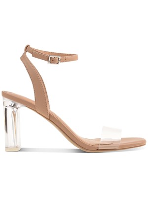 

WILD PAIR Женские бежевые босоножки Zainey на каблуке с прозрачным ремешком и каблуком, 7,5 м, Бежевый, 10014873200