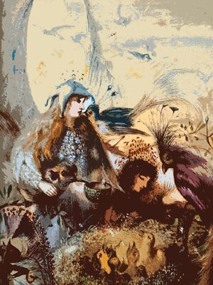 Decoration Poster.Home wall art.Room design.Fairy.Birds.Mystical decor.9180