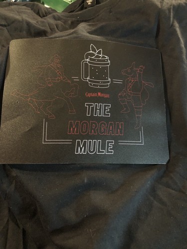 Captain Morgan the Mule Black Tshirt That Lights up On  Off Switch
