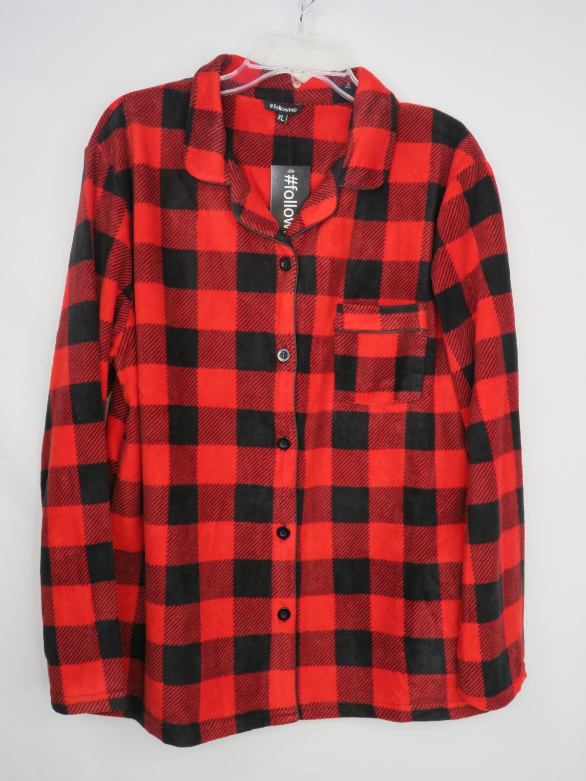 NWT #FOLLOWME RED/BLACK PLAID FLANNEL LONG SLEEVE BUTTON UP