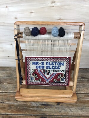 Vintage Tabletop Small Wood Loom Salesman Sample Wool Rug Weaving ALSTON TURKEY