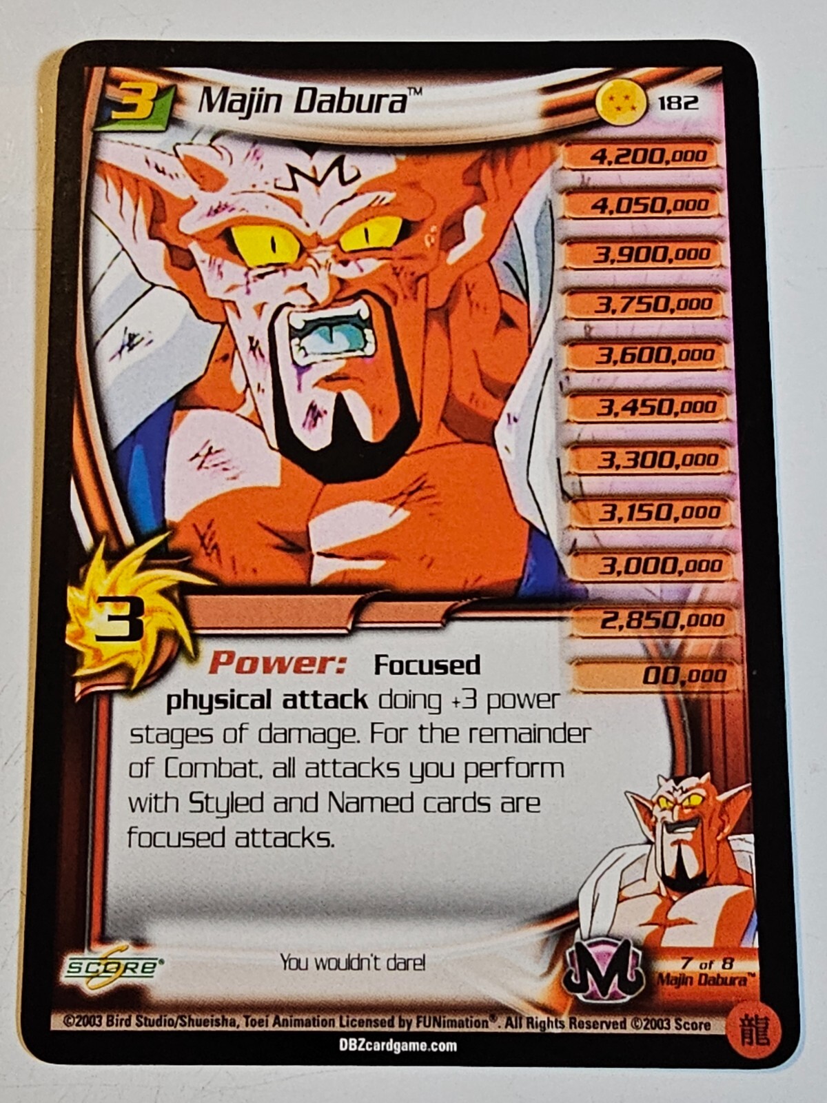 Majin Dabura 2003 Score Limited Dragon Ball Z DBZ TCG #182
