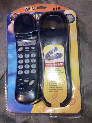 jWIN JTP20 Trimline Phone (Black) Smart Phone H.A.C Speaker Flashing Ringer LED