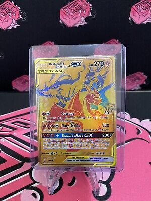 Reshiram & Charizard GX SM247 Gold Black Star Promo Ultra Rare Pokémon Card LP