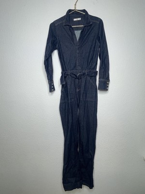 MNGO Denim Belted Jumpsuit Sz xs Dark Wash