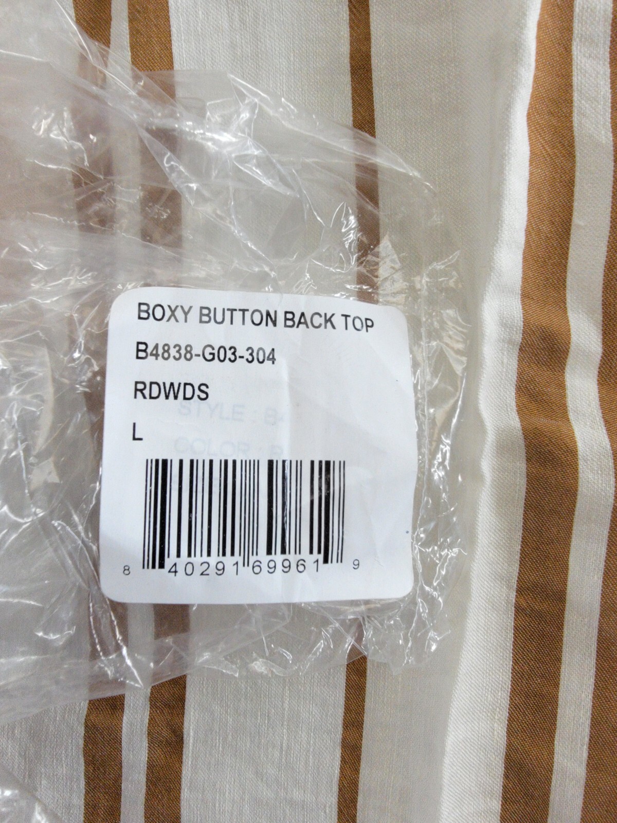 Bella Dahl Boxy Button Back Top Women's L Redwood Stripe Linen Blend Crew Neck - Picture 15 of 15