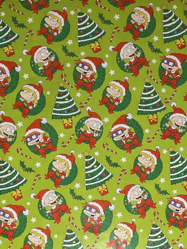 Nickelodeon RUGRATS Christmas Wrapping Paper 20 Sq Ft 90’s Cartoon Tommy Chuckie