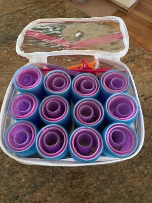 Bella Pro 36 Reusable Plastic Self-adhesive Hair Rollers Curlers Clips & Bag