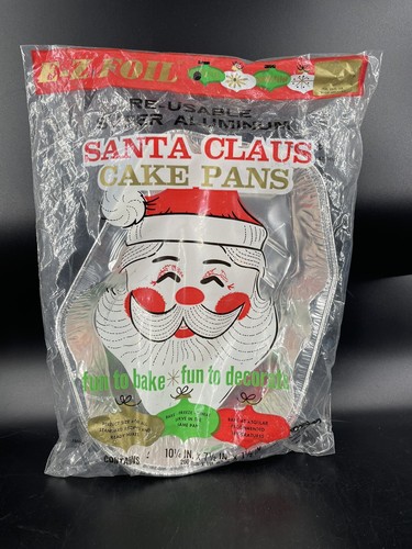 Vintage E-Z foil kitsch Santa Claus Cake Pans Aluminum