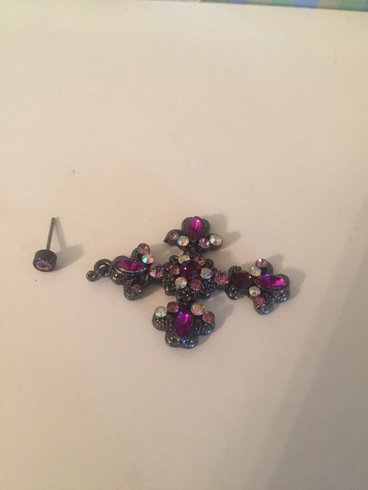 Purple Rhinestone Earrings - Broken