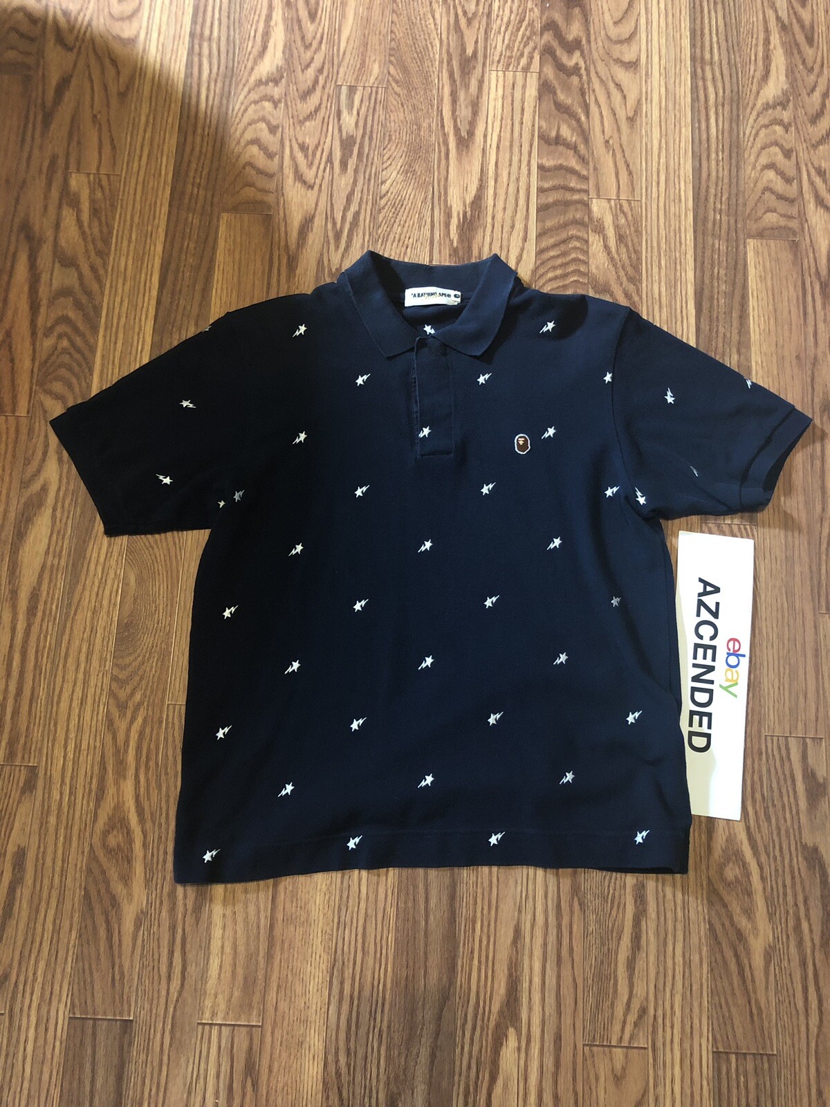 トップス a bathing ape bapesta polo shirt BAPE STA polo shirt grey x white a bathing ape star NIGO