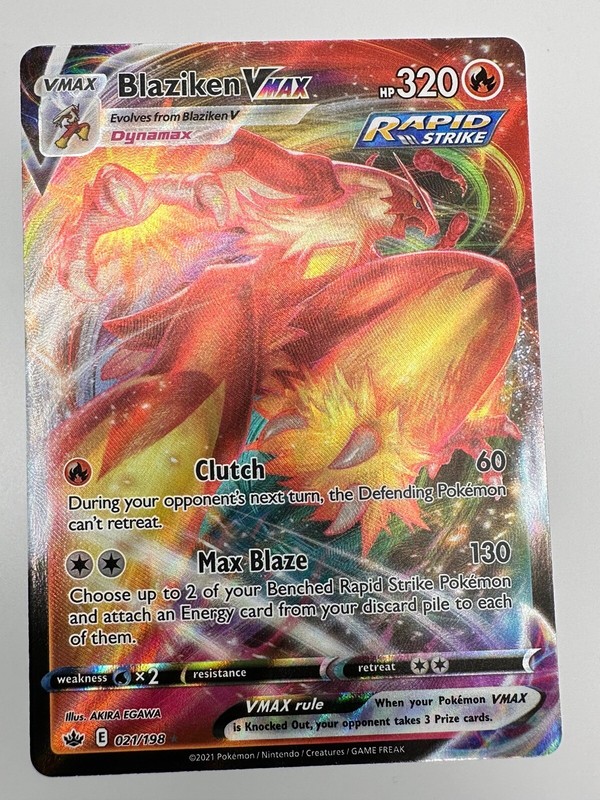 Pokemon TCG Chilling Reign Card Blaziken VMAX 021/198 Full Art