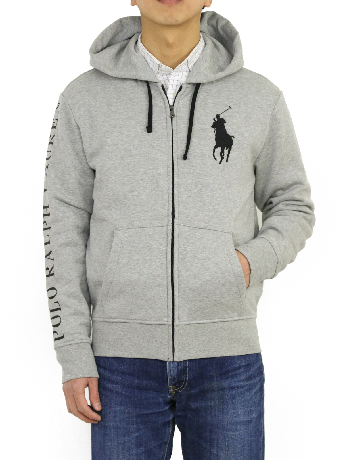

Polo Ralph Lauren Толстовка с капюшоном и капюшоном на молнии Big Pony - Серый с черным пони -