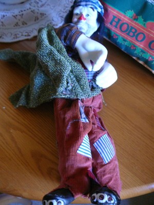 Doll Hobo Clown Doll 1995 Holiday Classics Hand Painted Ceramic Vintage