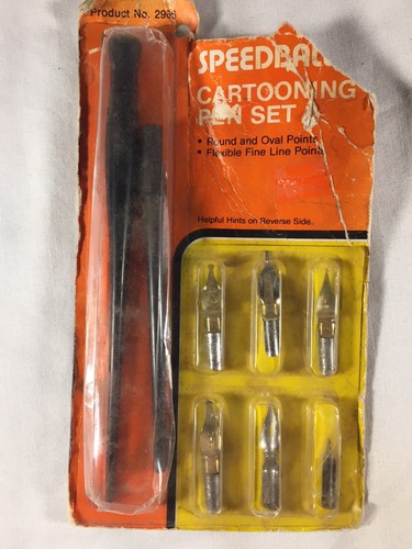 Vintage Speedball Cartooning Pen Set Round Oval Points Flexible Fine Line Points