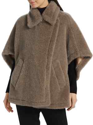 Max Mara Womens Tebe Alpaca-Blend Coat Cape Turtledove Brown One Size 307018