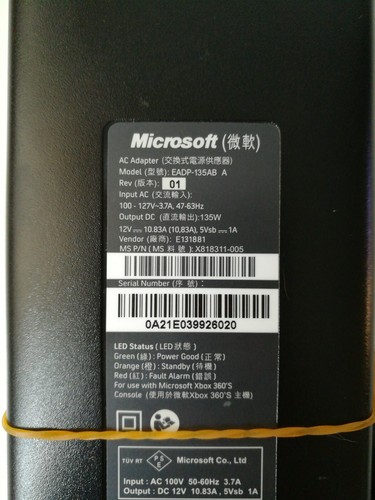 GENUINE Microsoft Xbox 360 S Slim AC Power Adapter EADP-135AB TESTED FREE SHIP