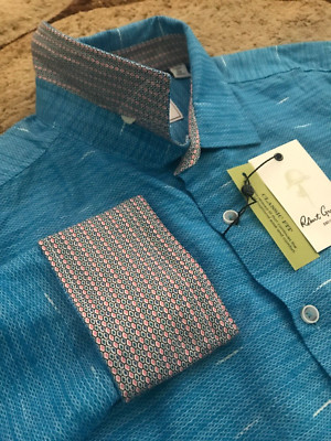 Robert Graham Brixton Long Sleeve Shirt Mens Size Small Cobal Blue NWT $198.00