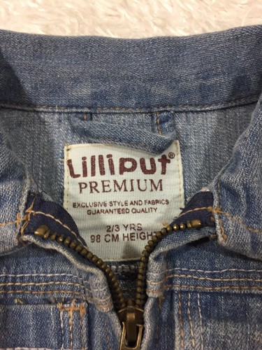 Lilliput Premium Unisex Size 2/3 Year Jacket Denim Blue Jean Jacket Zip front