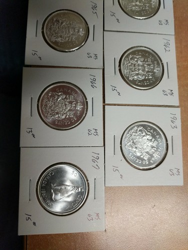 CANADA SILVER 1961-1967 BU 50 CENT COINS  SET OF 7