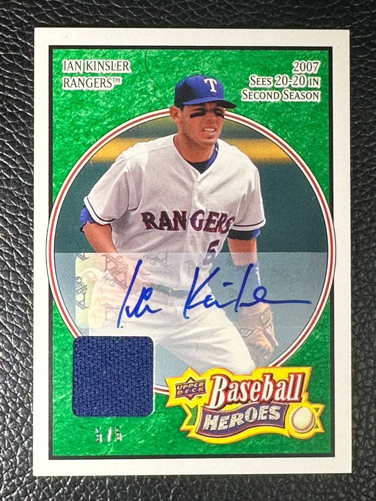 2008 Upper Deck Baseball Heroes #175 Ian Kinsler Jersey #5/5 Auto