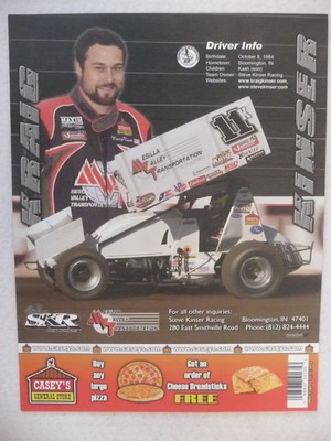 2015 KRAIG KINSER AUTOGRAPH 8 1/2  X 11 WORLD OF OUTLAWS DRIVER PHOTO CARD
