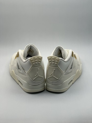 Pre-owned Jordan Air  4 Retro Metallic Gold Sail Shoes Aq9129-170 Women's Size 8.5 In White