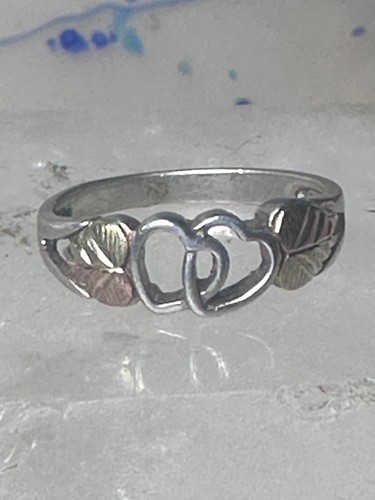 Black Hills ring double heart love band Valentine size 7 sterling silver women g