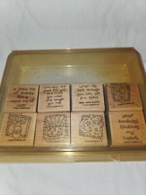 STAMPIN UP WOOD MOUNTED Rubber Stamp Set QUICK & CUTE