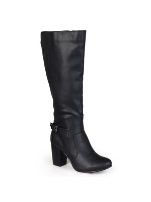 

JOURNEE COLLECTION Женские черные широкие сапоги до середины икры с круглым носком, Черный, 1155