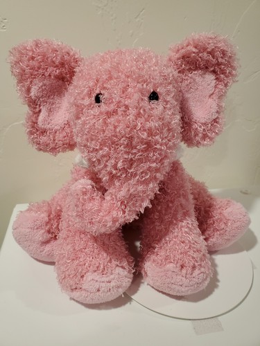 Hallmark Pink Elephant Fuzzy Curly Plush Stuffed Animal Bean