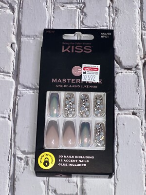 KISS Masterpiece Luxe Mani PRESS-on Nails #85690 MP01 Iridescent RHINESTONE