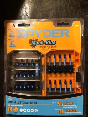 New Factory Sealed SPYDER  19029 SPY 25-Piece Mach-Blue  Impact Bit Set w/ Case