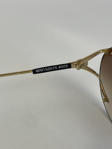Pre-owned Gucci Women's Round Frame Sunglasses Gold Metal Brown Gradient Lens