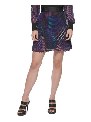 

DKNY Женская черная плиссированная прозрачная короткая юбка трапециевидной формы без застежек на подкладке, Черный